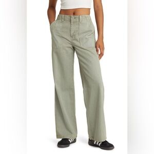 NWT Nordstrom BP High Waist Wide Leg utility Twill Pants chino army pants